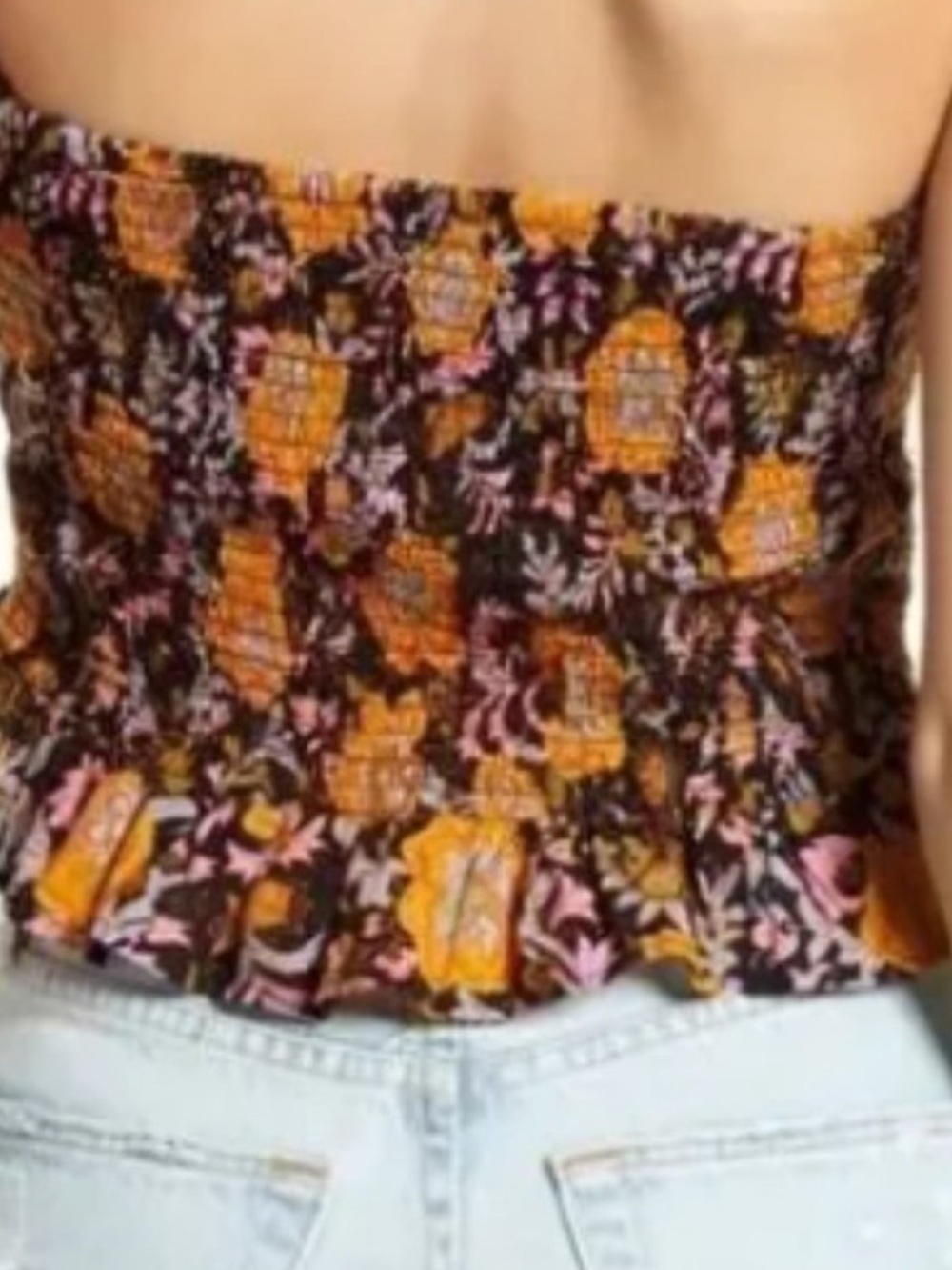 Free People Floral Tube Top in Twilight Combo Size Small - Picture 2 of 7